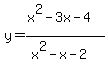 +y=%28x%5E2-3x-4%29%2F%28x%5E2-x-2%29