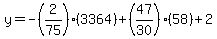 +y=-%282%2F75%29%283364%29%2B%2847%2F30%29%2858%29%2B2+