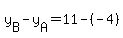 +y%5BB%5D+-+y%5BA%5D+=+11+-%28-4%29+