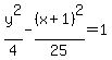 +y%5E2%2F4-%28x%2B1%29%5E2%2F25=1+