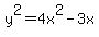 +y%5E2+=+4x%5E2-3x+