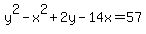 +y%5E2+-+x%5E2+%2B+2y+-+14x+=+57+