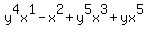 +y%5E4x%5E1-x%5E2%2By%5E5x%5E3%2Byx%5E5+