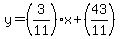+y+=+%283%2F11%29x+%2B+%2843%2F11%29+