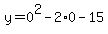 +y+=+0%5E2+-+2%2A0+-+15+