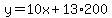 +y+=+10x+%2B+13%2A200+