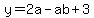 +y+=+2a+-+ab+%2B+3+