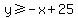 +y+%3E=+-x+%2B+25+