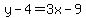 +y++-+4+=+3x+-+9+
