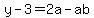 +y+-+3+=+2a+-+ab+