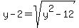 +y+-2+=+sqrt%28y%5E2-12%29+
