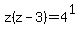 +z%28z-3%29+=+4%5E1+