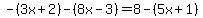 -%283x%2B2%29+-+%288x-3%29+=+8+-+%285x%2B1%29