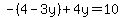 -%284-3y%29%2B4y=10