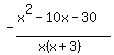 -%28x%5E2-10x-30%29%2F%28x%28x%2B3%29%29