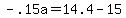 -+.15a+=+14.4+-+15