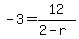 -+3+=+12%2F%282+-+r%29