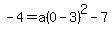 -+4+=+a%280+-+3%29%5E2+-+7