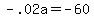 -.02a+=+-60