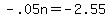 -.05n=-2.55