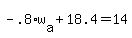 -.8%2Aw%5Ba%5D%2B18.4=14
