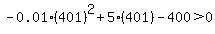 -0.01%28401%29%5E2%2B5%28401%29-400%3E+0