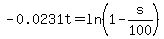 -0.0231t=ln%281-s%2F100%29