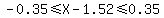 -0.35+%3C=+X+-+1.52+%3C=+0.35