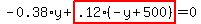 -0.38%2Ay%2Bhighlight_red%28+.12%2A%28-y%2B500%29+%29=0