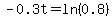 -0.3t=ln%280.8%29