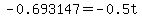 -0.693147=-0.5t
