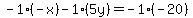 -1%28-x%29-1%285y%29=-1%28-20%29