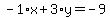 -1%2Ax%2B3%2Ay=-9