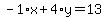 -1%2Ax%2B4%2Ay=13