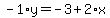 -1%2Ay=-3%2B2%2Ax