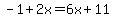 -1%2B2x=6x%2B11