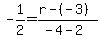 -1%2F2=%28r-%28-3%29%29%2F%28-4-2%29