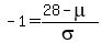 -1=%2828-mu%29%2Fsigma
