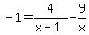-1+=+4%2F%28x-1%29+-+9%2Fx