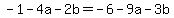 -1-4a-2b=-6-9a-3b