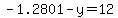-1.2801-y=12