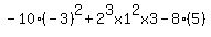 -10%28-3%29%5E2%2B2%5E3x1%5E2x3-8%285%29