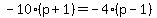 -10%28p%2B1%29=-4%28p-1%29