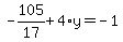 -105%2F17%2B4%2Ay=-1