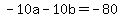 -10a+-+10b+=+-80