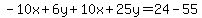 -10x%2B6y%2B10x%2B25y=24-55