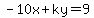 -10x%2Bky=9