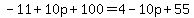 -11%2B10p%2B100=4-10p%2B55