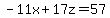 -11x%2B17z=57