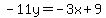 -11y=-3x%2B9